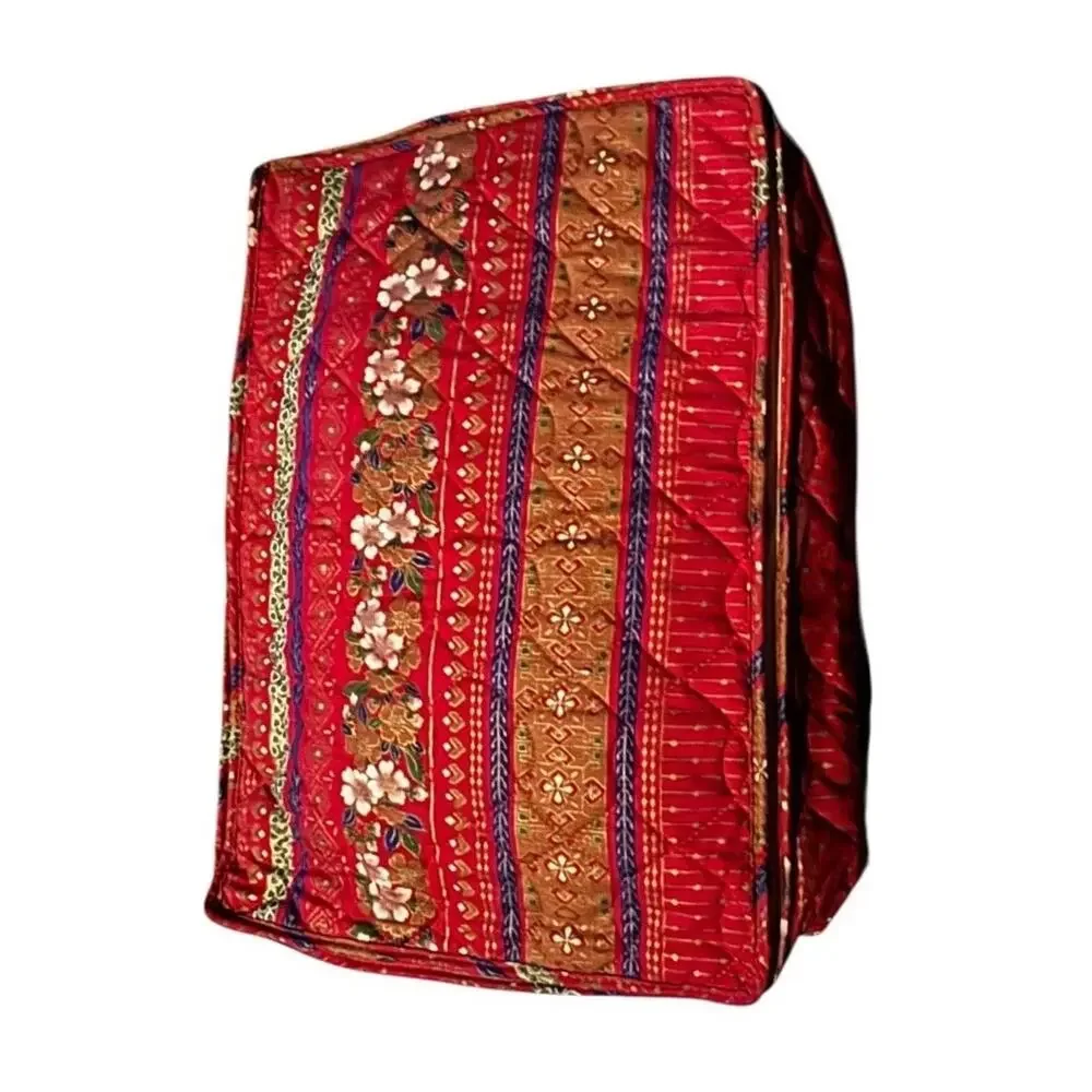 Homemade Quilted‎ Casserole Carrier Tote Red Floral Insulated Fabric Zipper Bag
